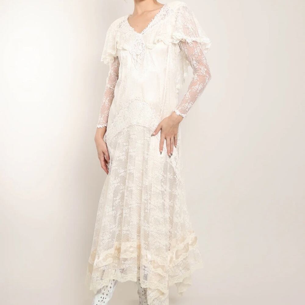 NWT Jessica McClintock 80 90s Lace Wedding Long Sleeve Dress 8 Deadstock Vintage - Picture 14 of 14
